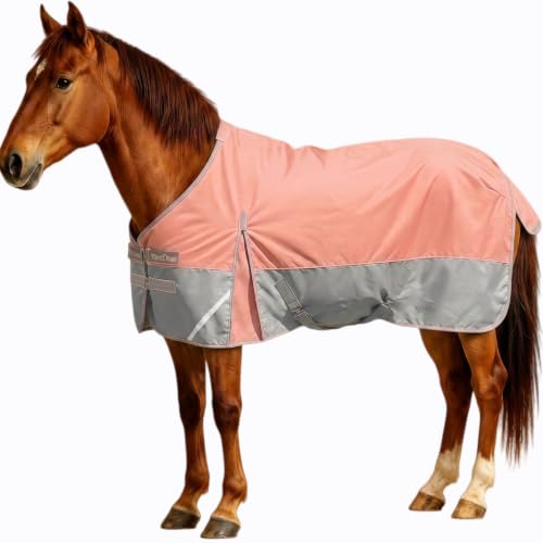 1200D Horse Blanket,Turnout Rain Sheet(No Fill),Coral Pink 66'' - color: Coral Pink 0g Fill, size: 66''