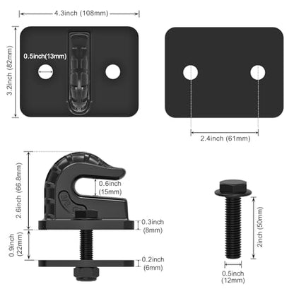 Insaga 3/8" Tractor Bucket Hooks - 2 Pack Forged Steel Bolt-On Grab Hooks - color: Black-2Pack