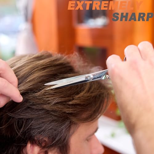 High-end Professional Extremely Very Sharp Barber Hair Cutting Scissors Hairdresser Shears For Hair 6 Inches Haircut Scissor Made Of Stainless Steel Alloy For Hairdressing Salon and Home Use - size: 6 Inch, style: Sword Shears