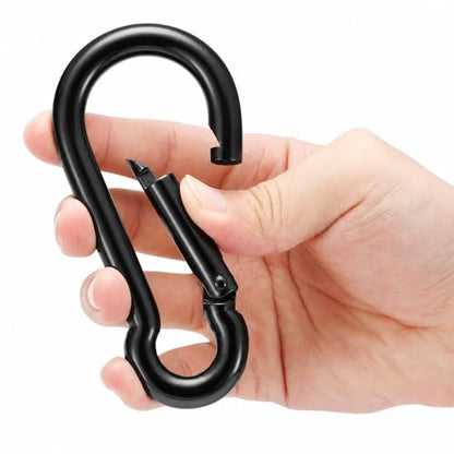 sprookber Stainless Steel Spring Snap Hook Carabiner - 304 Stainless Steel Caribeener Clips, Set of 6 - color: Black, size: 4.7 Inch