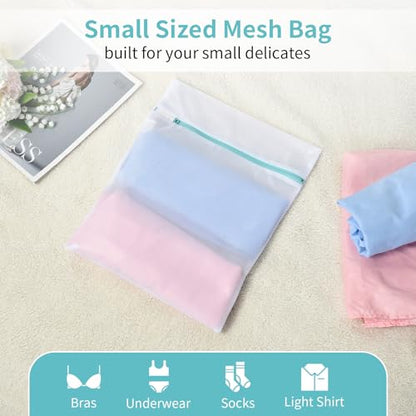 OTraki 12x16 Inch Mesh Laundry Bag 2 Pack Small Lingerie Sock Bag Washing Machine Soft Fine Mesh Zipper Laundry Bra Underwear Wash Bag for Home Travel Don't Drying, Melting 140-176℉ White - size: 12 x 16 inch