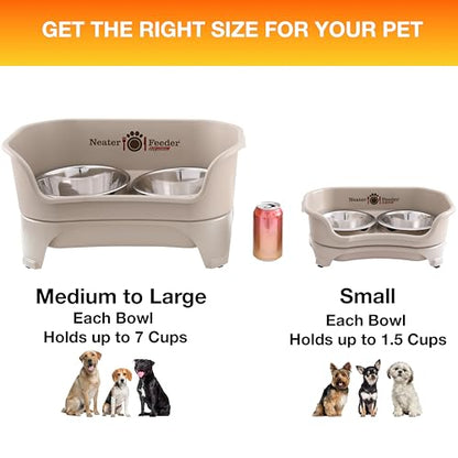 Neater Feeder Express Mess Proof Dog Bowls Elevated for Small Breeds Under 15 Lb, Made in USA, No Spill Raised Dog Food Bowl Stand, Stainless Steel Food and Water Bowl Set, Feeding Station, Almond - color: Almond, size: Small w/ Standard Bowls