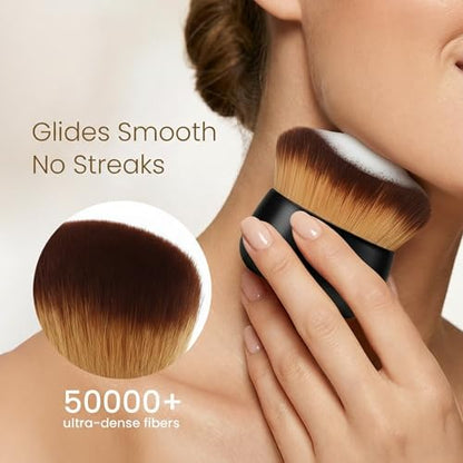 Streak-Free Kabuki Self Tanner Brush, Large Body Makeup Brush,Soft Dense Body Brus h for Self Tanner, Vegan Tanning Brush for Self Tan, Even Coverage, Ideal for Mousse, Lotion & Bronzing Foam, Black - color: Black