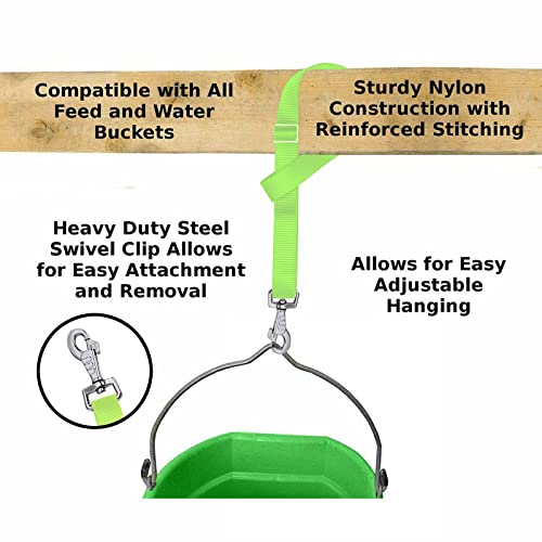 Rosemarie Horse Bucket Strap Hangers,Horse Suppliers Adjustable Nylon Straps up to 700 lbs for Hay Nets, Water Buckets,Hanging-Pratical and Easy Use(4 Pack) (Green) - color: Green