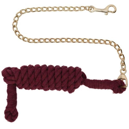 Schneiders 8' Cotton Horse Lead Rope with Chain | Heavy-Duty Braided Cotton | 30in Brass-Plated Chain | Soft, Burn-Resistant Grip for Barn & Show | Color Navy - color: Navy