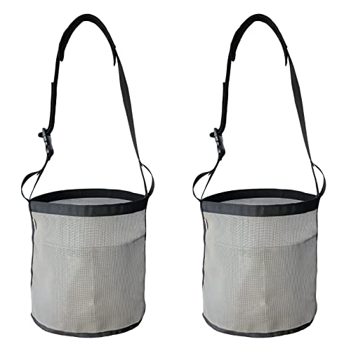Horse Feed Bag, Nylon Mesh Grain Horse Feed Bucket (Grey 2P) | with Adjustable Strap Comfortable Neck Pad Nose Pad and Waterproof Bottom - color: Grey