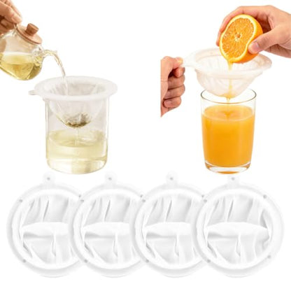4 Pcs 200 Mesh Food Filter Strainer, Reusable Plastic Sieve Fine, 5 Inch Nylon Strainer for Filtering Yogurt, Juice, and Milk
