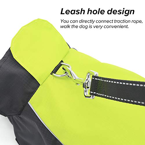 Vizpet Dog Raincoat Waterproof Coats,Dog Jacket High Visibility Warm Vest Dog Clothes for Small Medium Large Dogs(Green-XL) - size: Green-XL
