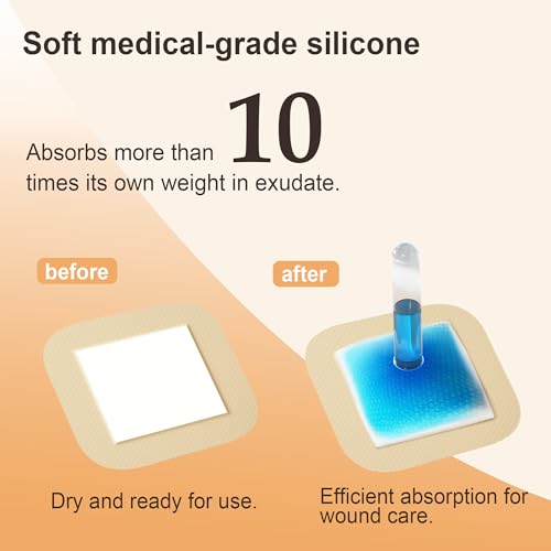 Ourmed Silicone Foam Dressings(2"x 5" - 10 Packs) with Tender Adhesive Border, Sterile Advanced Absorbent Bandage, Wound Care for Bed Sores, Pressure Ulcers, Foot Diabetic Ulcer - size: 2"x 5" (10 Packs)