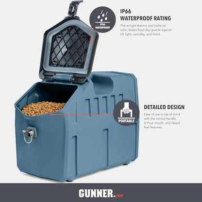 GUNNER 50 Lb Dog Food Storage Container, Blue, IP66 Waterproof, Airtight - color: BLUE - 50 LBS, size: 50 lbs