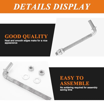 LANIAKEA 4PCS 8" J Bolt Gate Hinge J-Bolt Chain Link Fence Gate Hinge Heavy Duty Threaded Hinges for Cattle Corral Panels - size: 8in