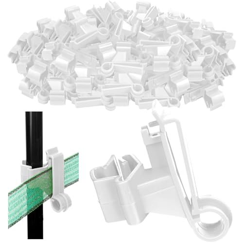 Chunful 200 Pcs T-Post Poly Tape Insulator Large Snap T-Post Holding Electric Fence Insulator for Farm Fence (White) - color: White