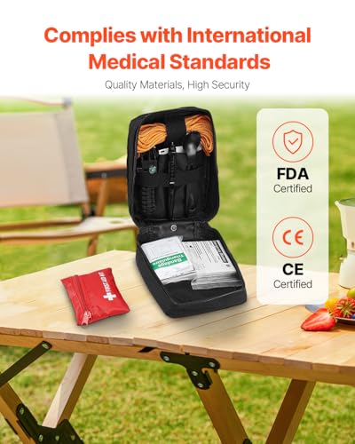 VEVOR Survival First Aid Kit, 250 Pieces, 600D Nylon Trauma First Aid Bag, Survival Gear and Equipment, Emergency Kits, for Men Women Camping, Boat, Earthquake, Hiking, Hunting, and Outdoor Adventure - size: 250 Pieces