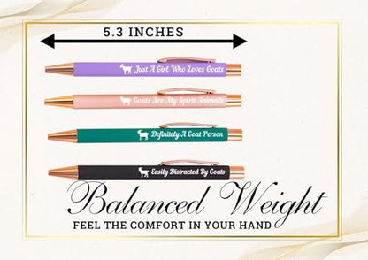 InnoBeta Goat Gifts for Goat Lovers for Women & Girls, Ballpoint Pen Set of 4, Perfect for Birthday, Christmas, Mother's Day