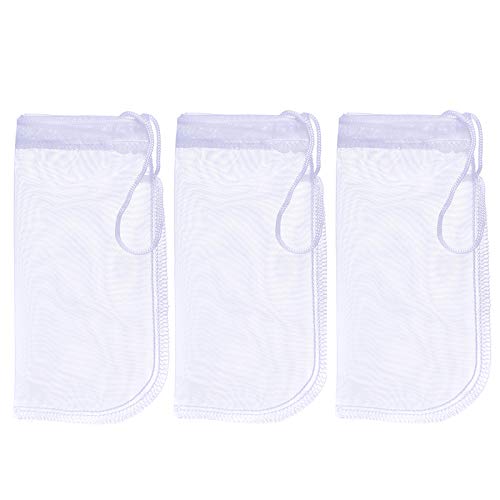ALEGI Aquarium Extra Fine Media Filter Bag 7.5"*3.6" 3 Pack | Reusable 180 Micron Drawstring Mesh Filter Bags For Very Fine Resins Filter - size: 7.5"*3.6" (3 pack)