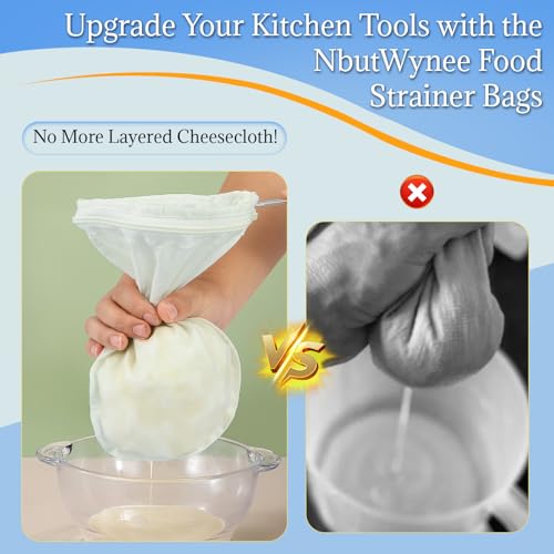 Fine Mesh Strainer, 3Pcs Cloth Strainer Bags with Steel Handle - color: White-3pcs