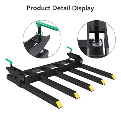 GarveeLife Clamp On Debris Forks 48 in Bucket Heavy Duty Clamp On Pallet Forks Bucket Forks Attachments Fit for Loader Bucket Skidsteer Tractor - size: 48 inch