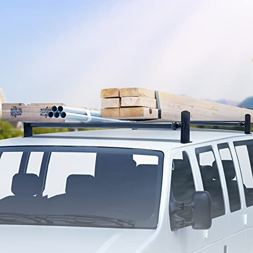 VEVOR Van Roof Ladder Rack, 2 Bars Alloy Steel Roof Racks, 500 LBS Capacity Roof Rack, Adjustable Length 35.8"-52.4", Van Ladder Rack Compatible with Chevrolet Express, GMC Savana, etc, Drilling Mount - size: for Minivans