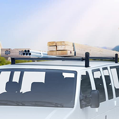 VEVOR Van Roof Ladder Rack, 2 Bars Alloy Steel Roof Racks, 500 LBS Capacity Roof Rack, Adjustable Length 35.8"-52.4", Van Ladder Rack Compatible with Chevrolet Express, GMC Savana, etc, Drilling Mount - size: for Minivans