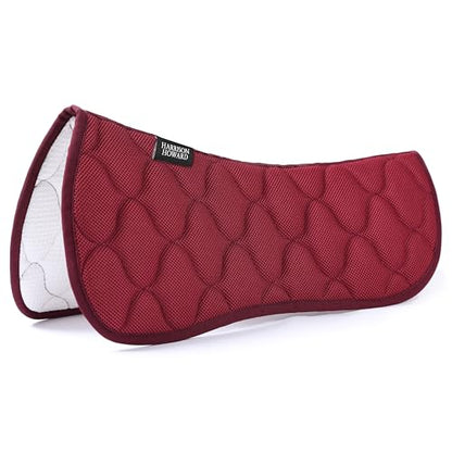 Harrison Howard Mesh Riding Half Pad for English Saddle Comfortable Cushioning Reduce Pressure on Horse’s Back - color: Burgundy