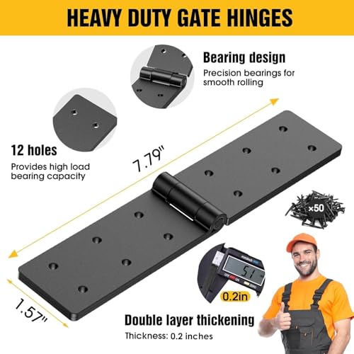 Fence Gate Hinge Heavy Duty 2Pack 270Degree Barn Door Hardware Kit