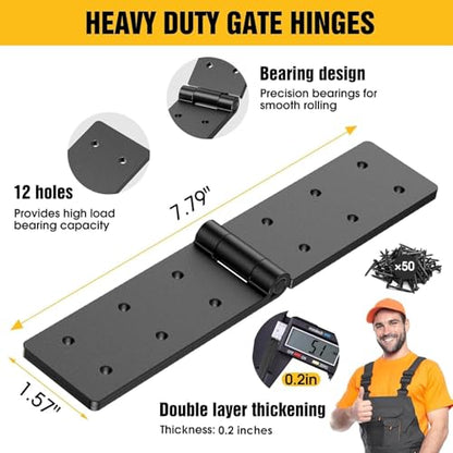 Fence Gate Hinge Heavy Duty 2Pack 270Degree Barn Door Hardware Kit
