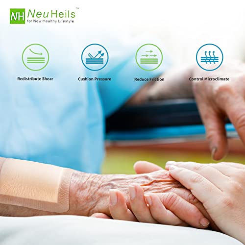 NeuHeils Silicone Foam Dressing with Border 6"x6", 5 Pack for Bed Sores - size: 6''x6'' (Pack of 5)