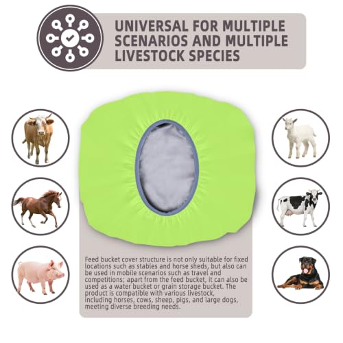 2-5 Gallon Horse Bucket Cover, Waterproof Horse Feed Bucket Cover, Lightweight and Easy to Use (Excluding Bucket, Neon Green) - color: Neon Green