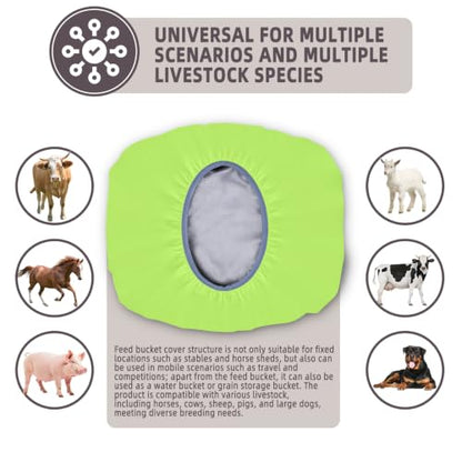 2-5 Gallon Horse Bucket Cover, Waterproof Horse Feed Bucket Cover, Lightweight and Easy to Use (Excluding Bucket, Neon Green) - color: Neon Green
