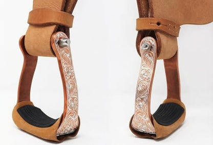 CHALLENGER Horse Western Black Engraved Rhinestone Barrel Racing Aluminum Show Stirrups 51179v - color: Bronze, size: 4-3/4" Width, 4-3/4" Height