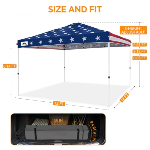 EAGLE PEAK 12x12 Pop Up Canopy Tent Easy Up Canopy Outdoor, American Flag - color: American Flag, size: 12x12