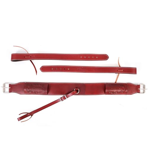 Western Leather Horse Girth Adjustable Rear Flank Back Cinch Girth with Metal Buckles for Horse Riding