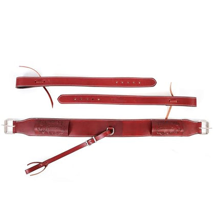Western Leather Horse Girth Adjustable Rear Flank Back Cinch Girth with Metal Buckles for Horse Riding
