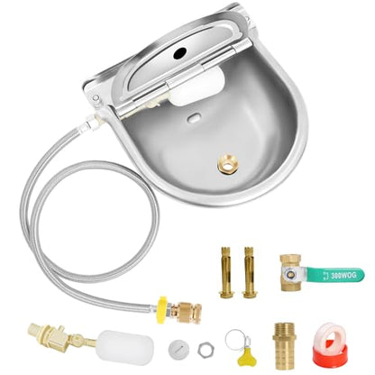 Automatic Livestock Water Bowl with Float Valves, Animal Waterer Bowl Kit