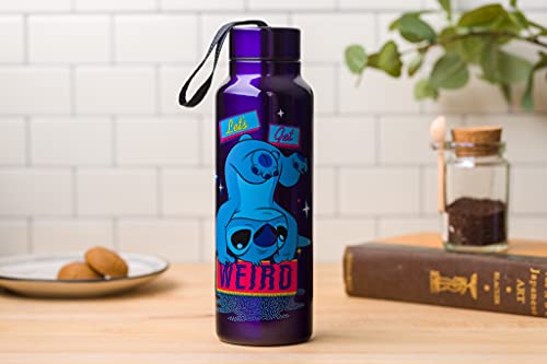 Silver Buffalo Disney Lilo and Stitch, Stainless Steel Water Bottle, 27oz | Get Weird, Includes Strap, 0.8 Liters - color: Lilo and Stitch Get Weird, size: 27 Ounces