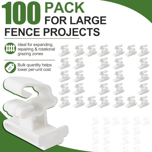 Chumia 100 Pcs T-Post Insulators Bulk for Electric Fence Polytape, White