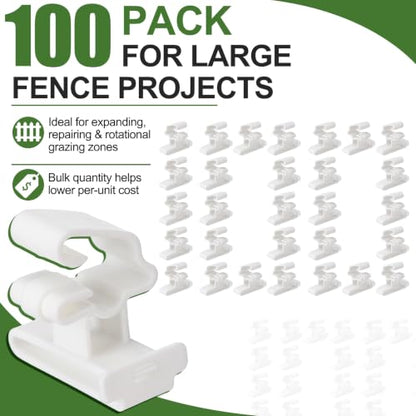 Chumia 100 Pcs T-Post Insulators Bulk for Electric Fence Polytape, White