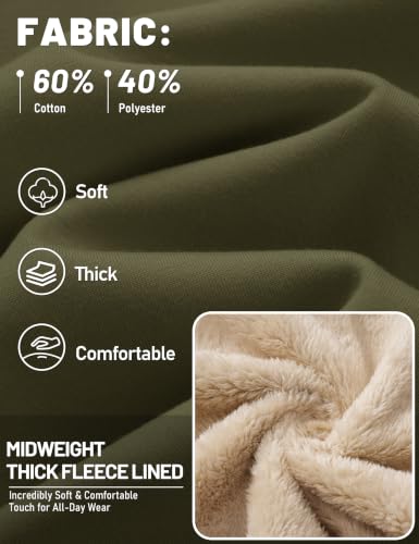 TACVASEN Men's Sherpa Hoodies Midweight Fleece Winter Thermal Sweatshirts - color: 04 Army Green, size: Medium