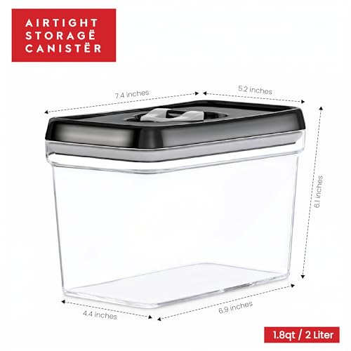 DWËLLZA KITCHEN Airtight Food Storage Containers - Pantry Snacks Kitchen Container, Baking Supplies, 4LB Sugar & Flour Canister - 4 Pc Set All Same Size - Clear Plastic BPA-Free - Keeps Fresh & Dry - color: 03 Set of 4 - 2 Liters