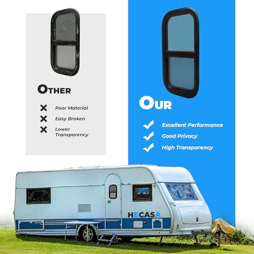 HECASA RV Window 12" W x 22" H for Trailer Cargo Camper Vertical Sliding
