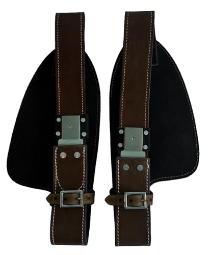 Smooth Leather with Scallop Tooling Replacement Fenders Pair for Pony or Youth Saddle, Brown