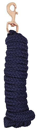 CHALLENGER Horse 10' Soft Round Braided Nylon 5/8" Lead Rope with Rose Gold Bolt Snap 605SE04NV - color: Navy/Rose Gold