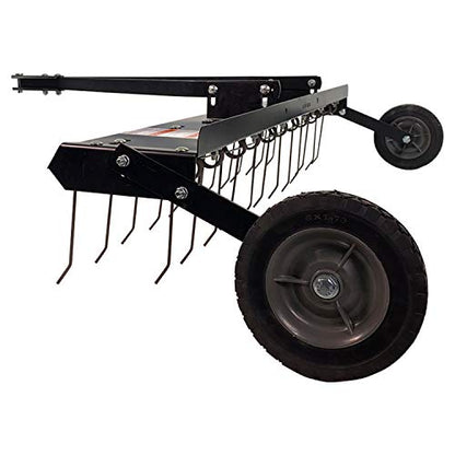 Brinly 48" Tow Behind Grass Dethatcher, Removes Thatch on Large Lawns in Less Time - Flat Black - color: Flat Black