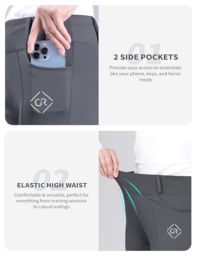 Women's Horse Riding Pants with Full Seat Silicone Grip - color: Grey, size: Small