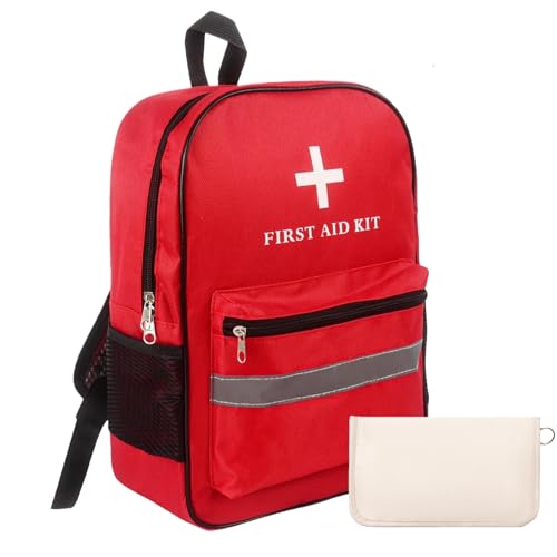 Pet First Aid Backpack Empty with Portable Bag for Pet First Aid Kits, Home Outdoor Travel Camping Emergency Supplies Storage (Red,White)