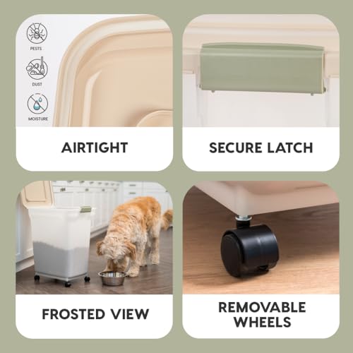 IRIS USA Dog Food Storage Container, Up to 40lbs, Almond/Pearl, Made in USA - color: Almond/Pearl, size: 40 lbs