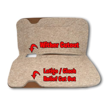 The Montana 100% Extra Fine Wool Made in the USA Saddle Pad by Southwestern 3/4" or 1" Thick and Designer Wear Leather - color: Laredo, size: 30" x 30": 1" Inch Thick