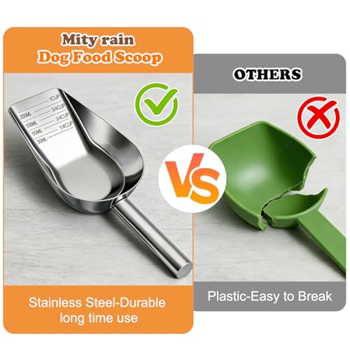 Dog Food Scoop Stainless Steel with Long Handle, Precise Measuring Cups - size: 1CUP