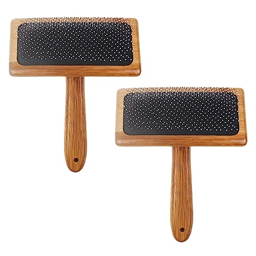 2pcs Wool Carders, Carding Comb, Hand Carders for Wool, Comb Bamboo Air Cushion Fur Rugs, Needle Felting Carders Brush Pillows for Coat Felt Rug Tassel Dog Hair(COLOR:L) - color: L Size