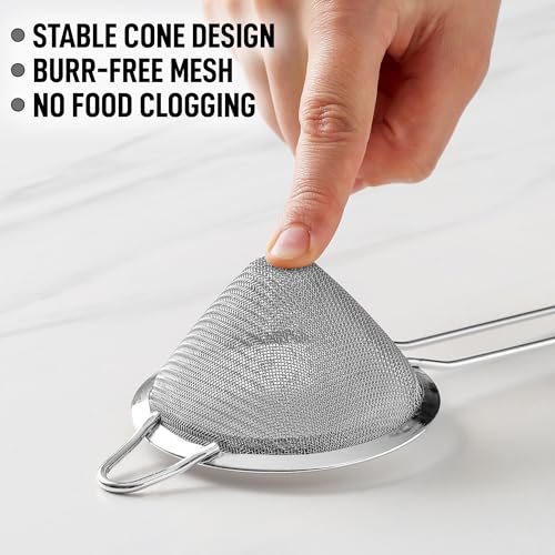 Zulay Kitchen 304 Stainless Steel Fine Mesh Strainer 3.35 in - Strainers Fine Mesh, Tea Strainers for Loose Tea - Perfect for Tea, Cocktails, Juicing, Drinks, Liquids, Matcha, Coffee & More - color: Silver